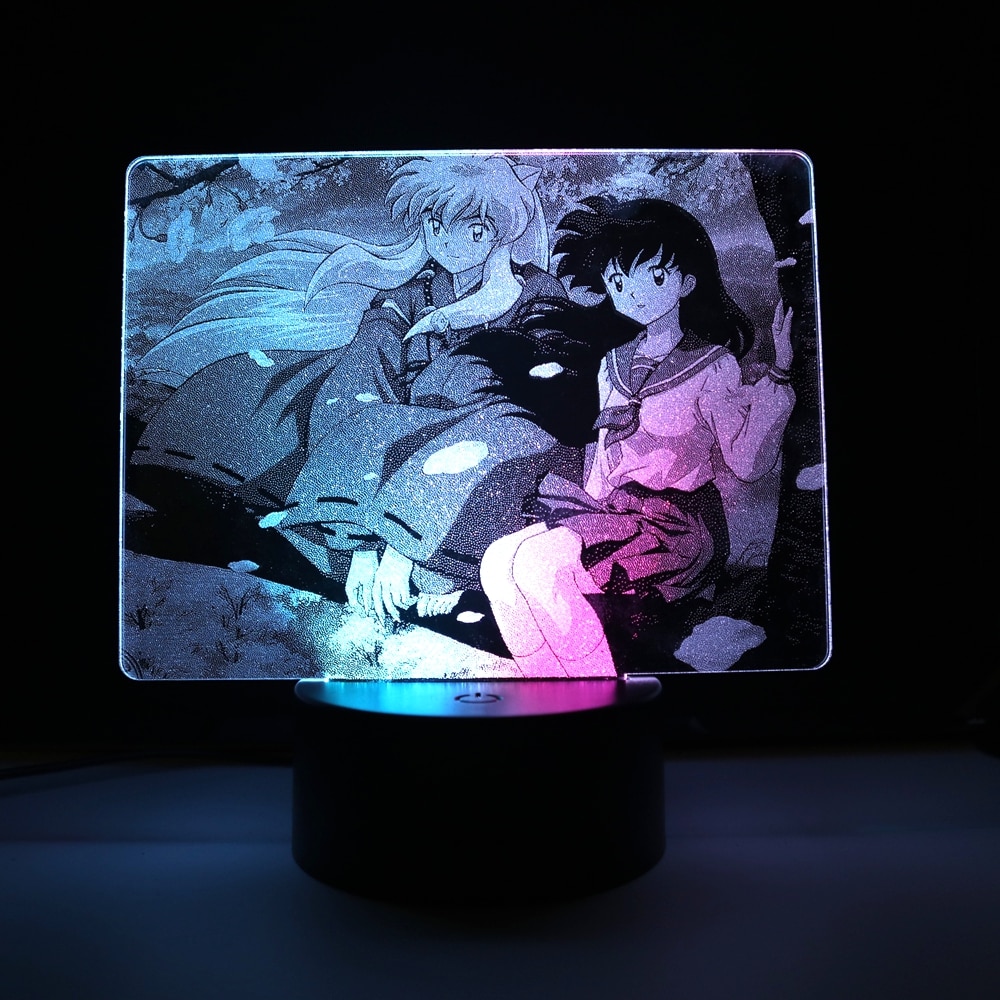 이누야샤 및 카고메 투톤 램프, 어린이 침실 장식 야간 조명 선물 테이블 램프 애니메이션 이누야샤 LED 컬러풀한 야간 조명